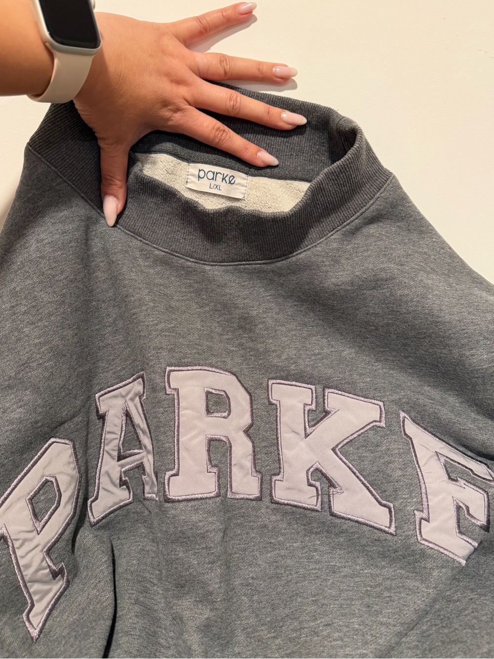 Parke Monochrome Varsity Mockneck in Stormy L/XL